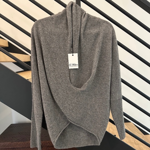 27 Miles Malibu Cashmere Grey Wrap Sweater - Picture 1 of 6